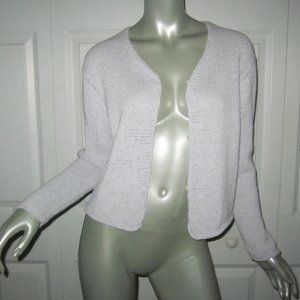 EILEEN FISHER Ice Gray Knit Cropped Cardigan Sweater Medium